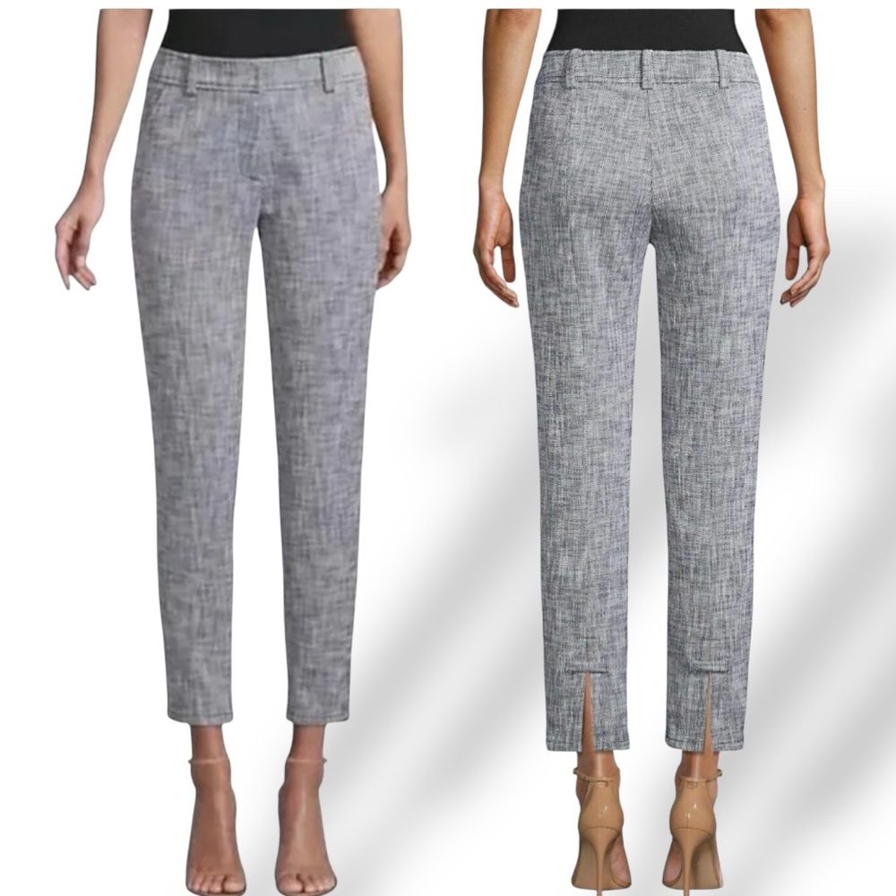 Trina Turk Jaguar Ankle Pants Indigo/Whitewash Crosshatch Sz 8